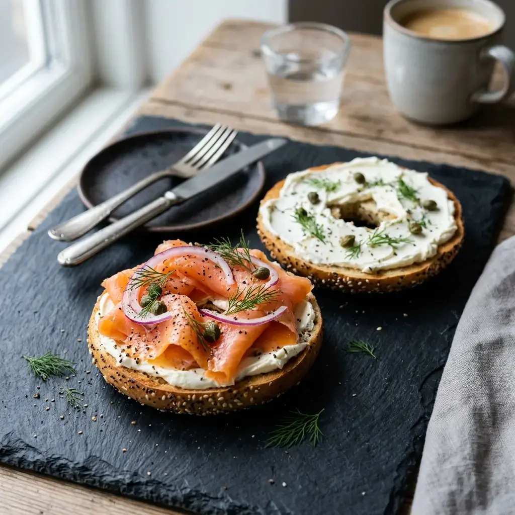 Fotografia hotového jedla k receptu Bagel s lososom a krémovým syrom