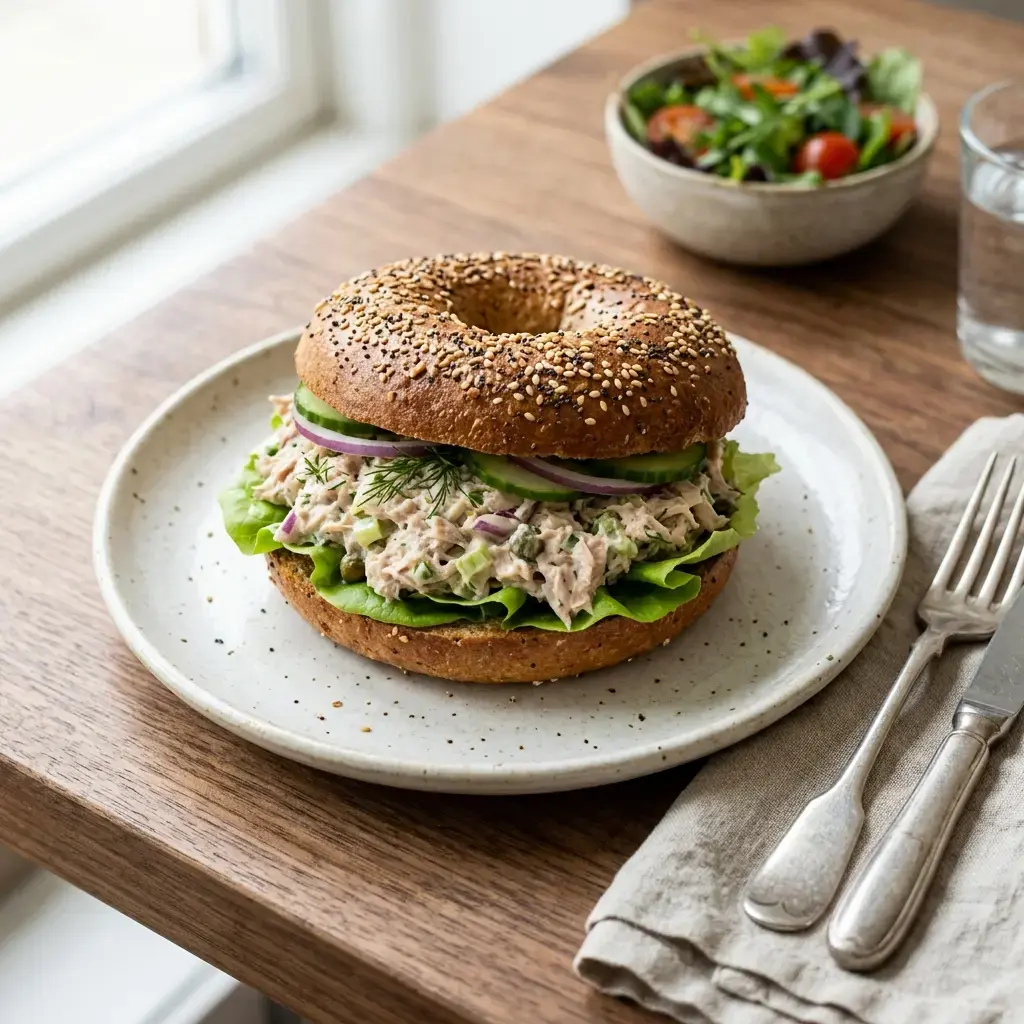 Fotografia hotového jedla k receptu Bagel s tuniakovým šalátom