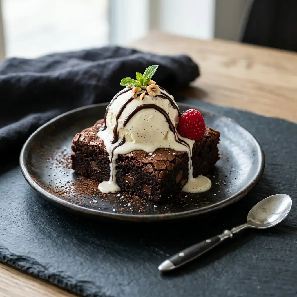 Fotografia dezertu k receptu Brownie so zmrzlinou