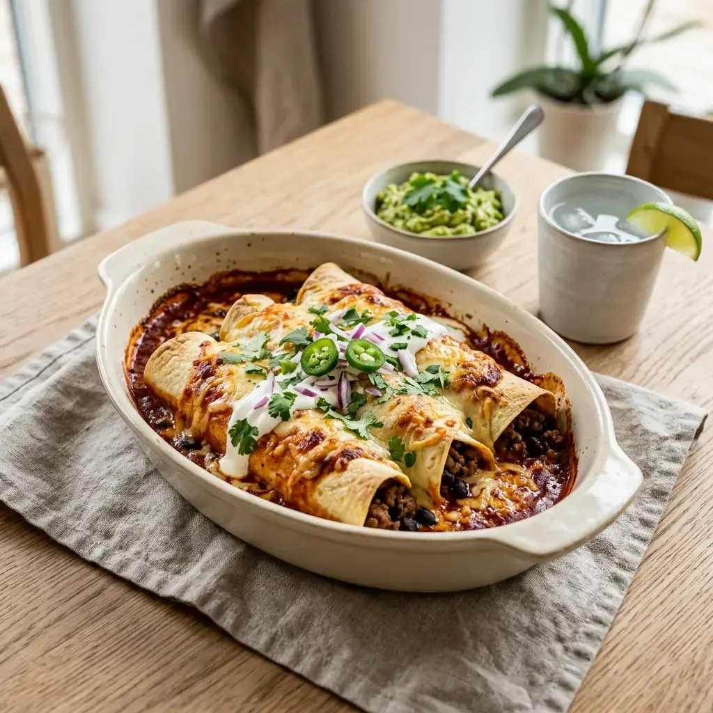 Fotografia hotového jedla k receptu Enchiladas s hovädzím mäsom