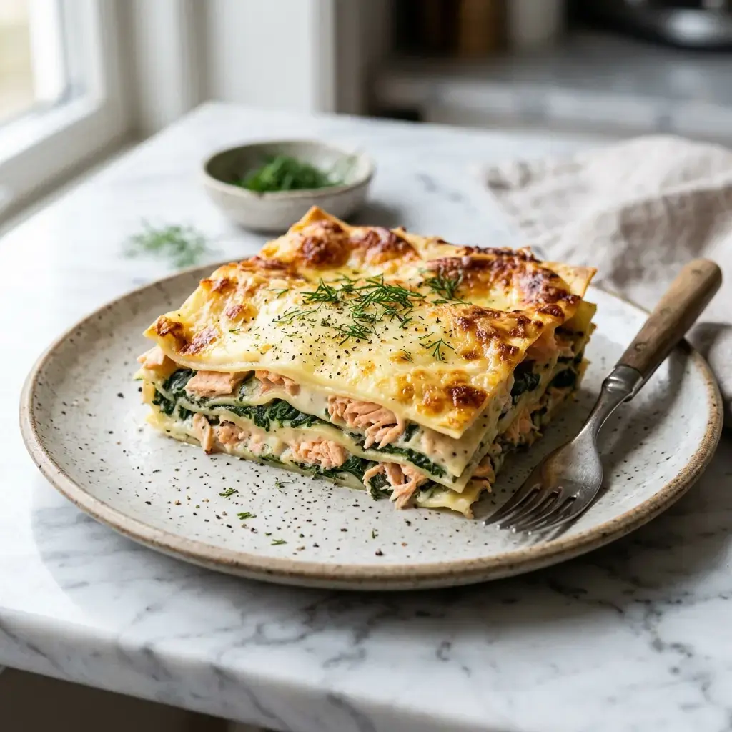 Fotografia hotového jedla k receptu Lososové lasagne