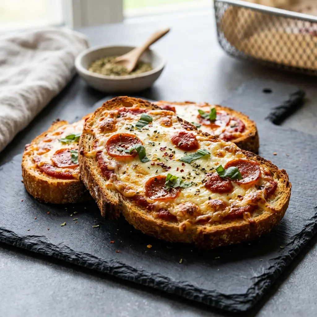 Fotografia hotového receptu Pizzový toast z teplovzdušnej fritézy z teplovzdušnej fritézy