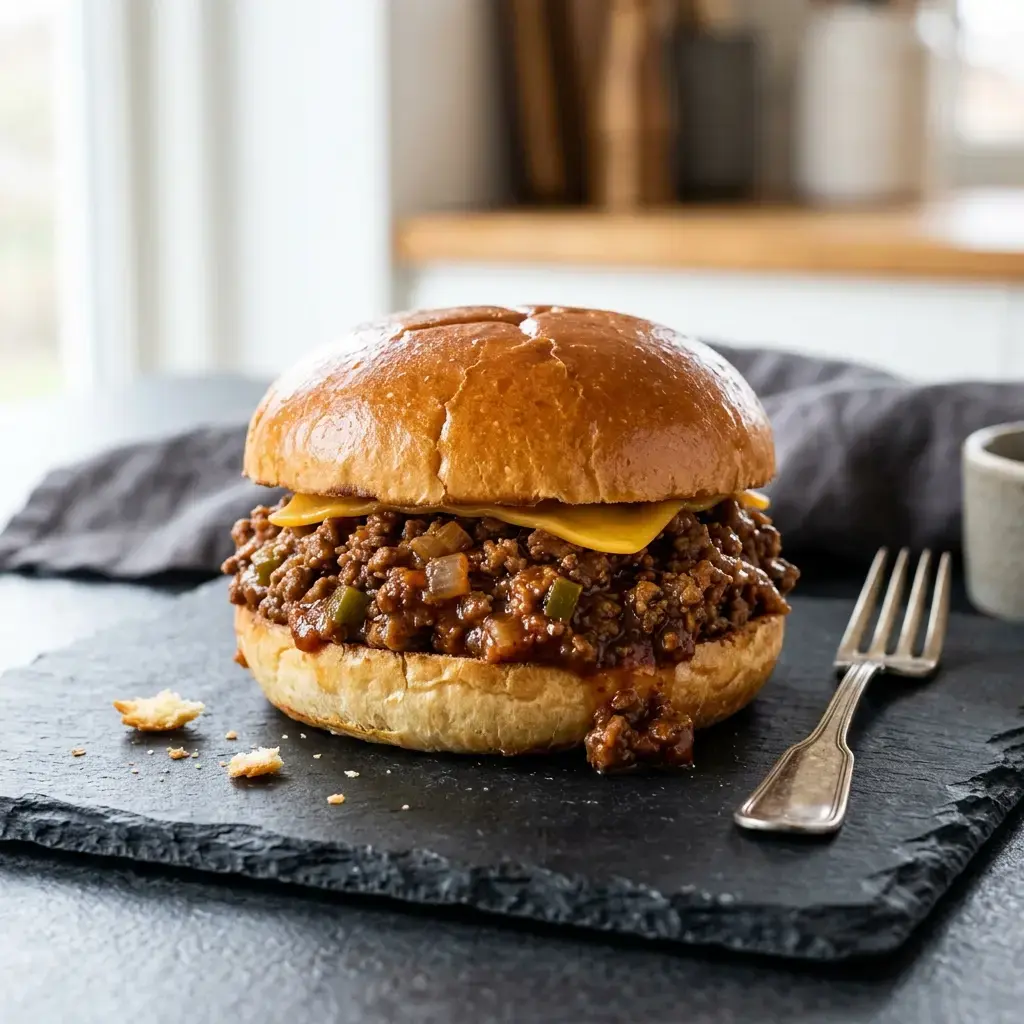 Fotografia hotového jedla k receptu Sloppy Joe sendvič