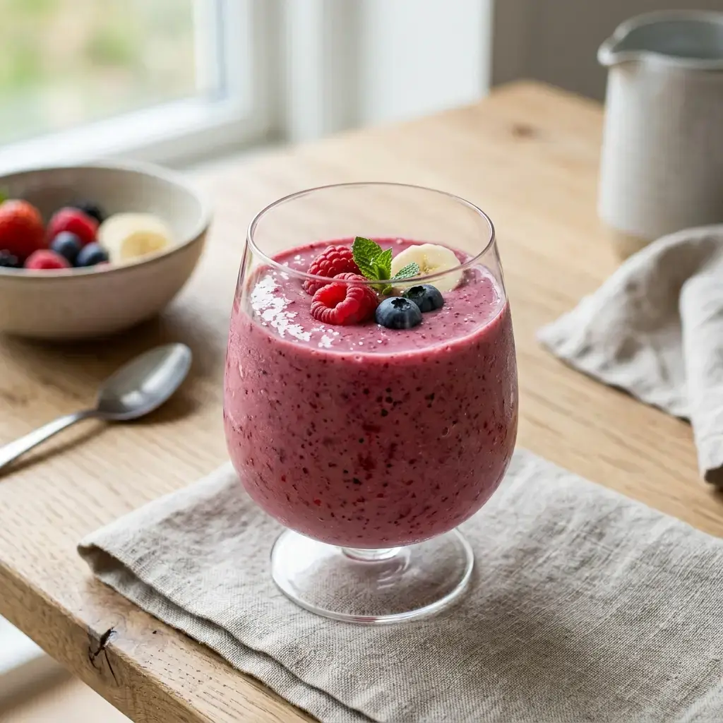 Fotografia nápoja k receptu Smoothie s bobuľovým ovocím a banánom