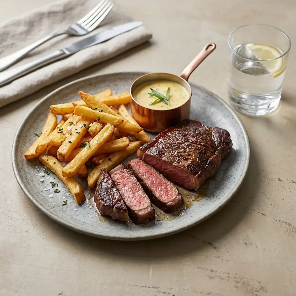 Fotografia hotového jedla k receptu Steak frites