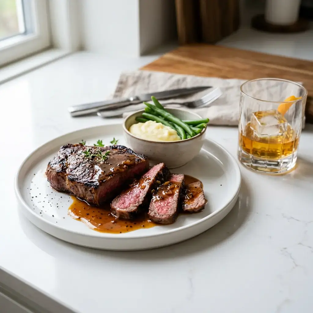 Fotografia hotového jedla k receptu Steak s whisky omáčkou