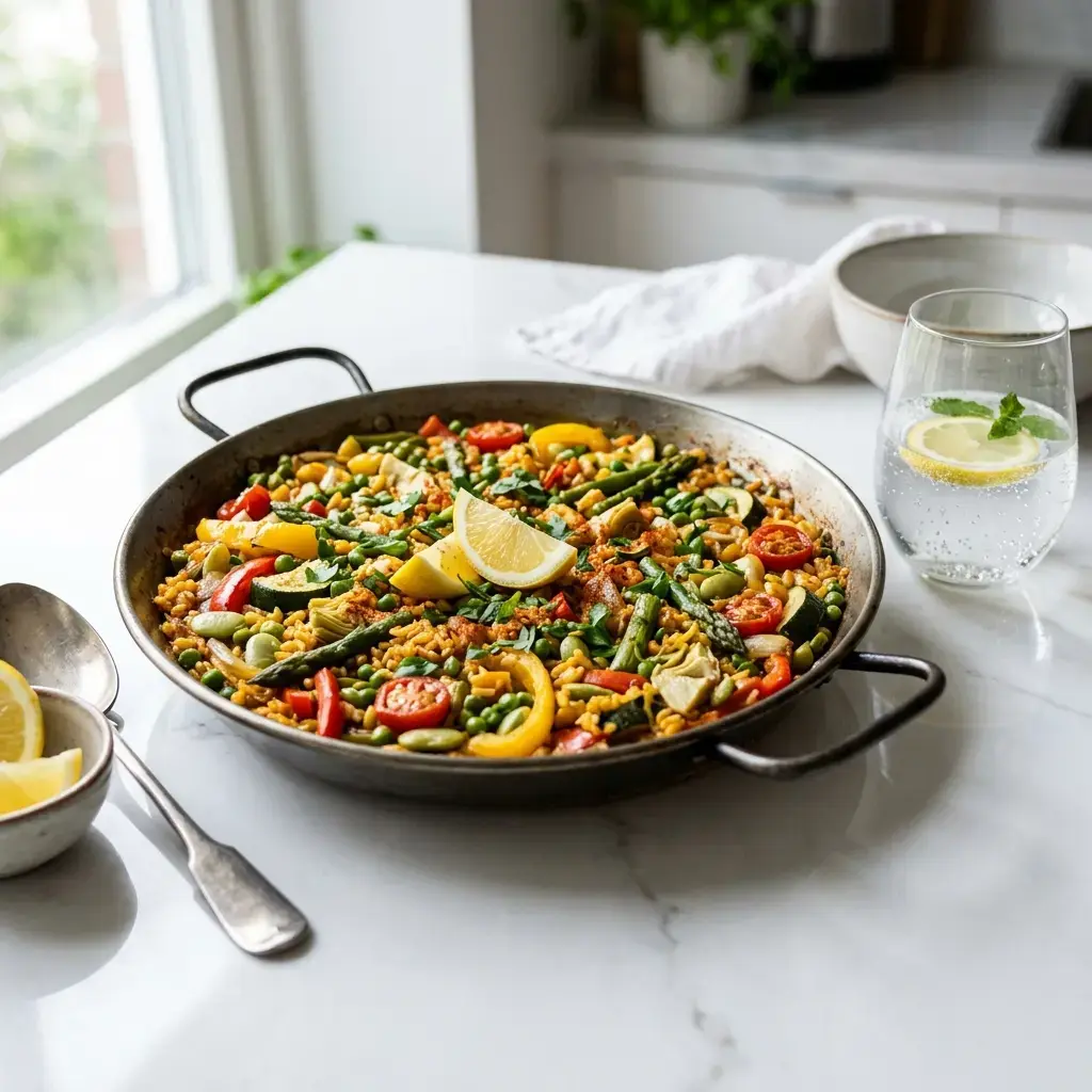 Fotografia hotového jedla k receptu Vegetariánska paella