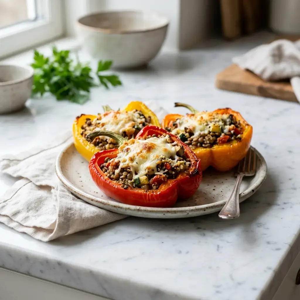 Fotografia hotového jedla k receptu Vegetariánske plnené papriky